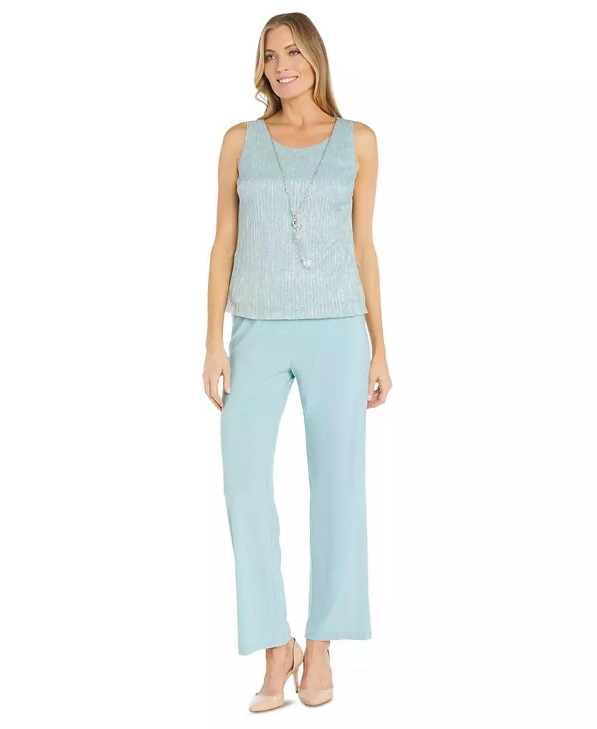 R & M Richards Women's Metallic Jacket, Necklace Top & Pants Set 2