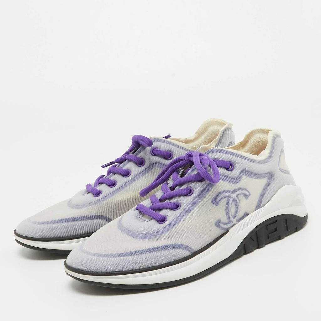 Chanel Chanel Purple/White Mesh Interlocking CC Logo Sneakers Size 40.5 2