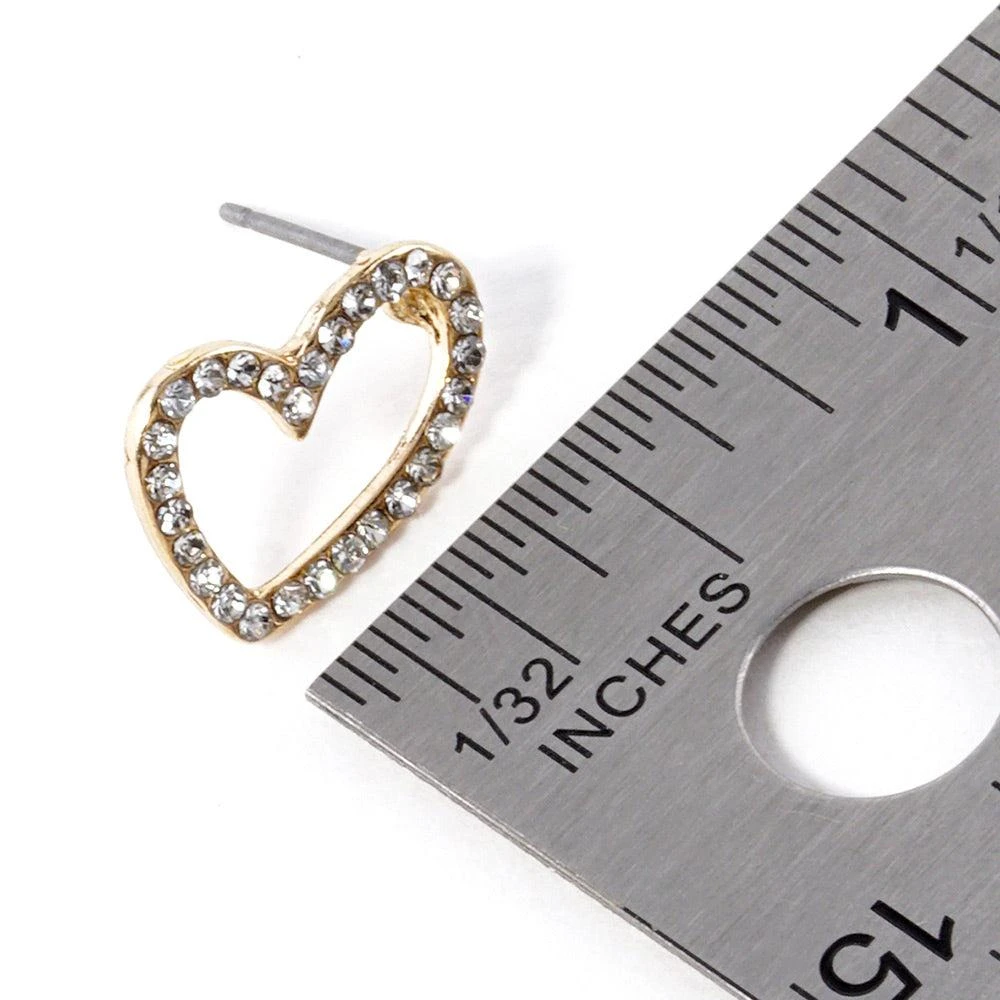 FASHNZFAB Rhinestone Crystal Pave Open Heart Stud Earrings 3