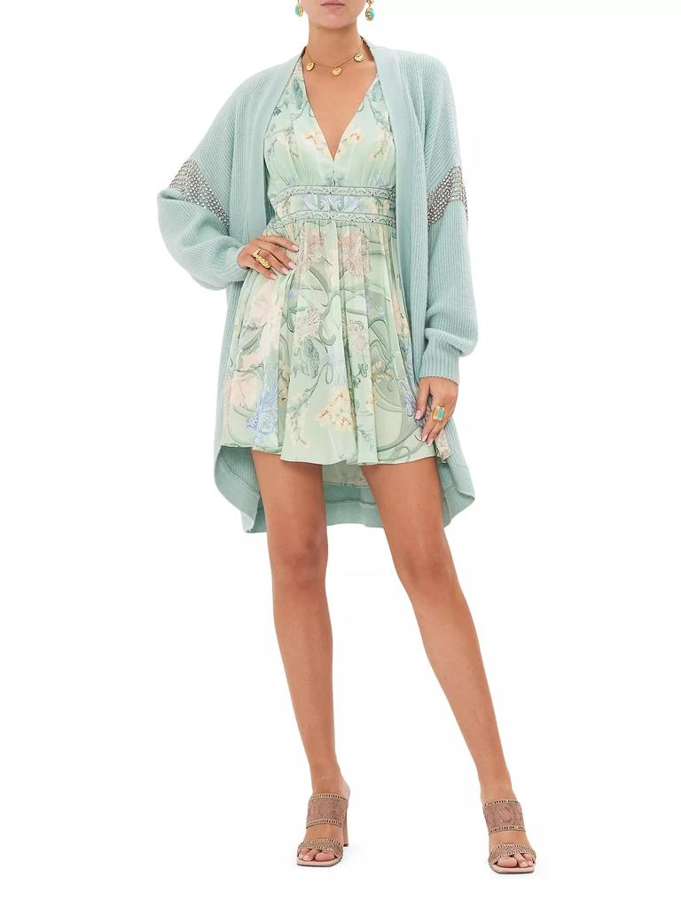 Camilla Floral Silk Blouson-Sleeve Minidress 2