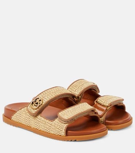 Gucci Double G raffia-effect sandals 1