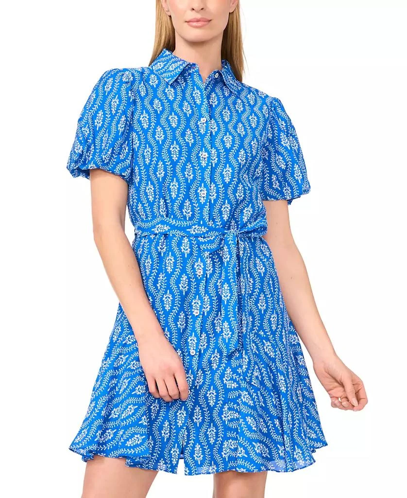 CeCe Women's Flowy Tie Waist Shirt Dress 2