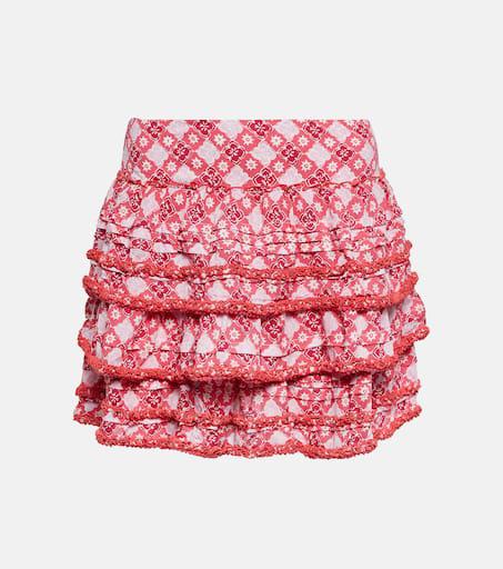Poupette St Barth Bibi printed tiered miniskirt
