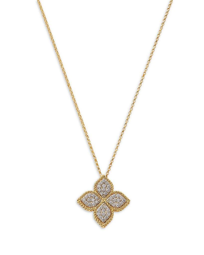 Roberto Coin 18K White 
Yellow Gold Princess Flower Diamond Pendant Necklace, 16-18" 1