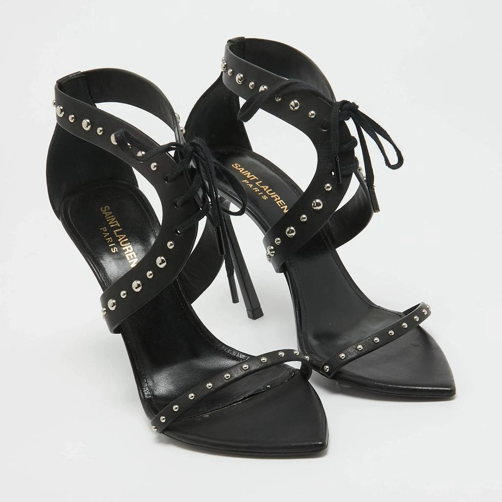 Yves Saint Laurent Saint Laurent Black Leather iris Studded Ankle Strap Sandals Size 38 4