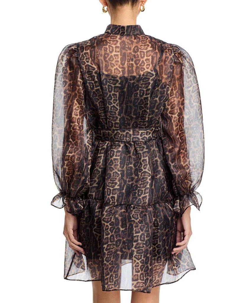 Nancy Yang Organza Leopard V Neck Tiered Dress 4