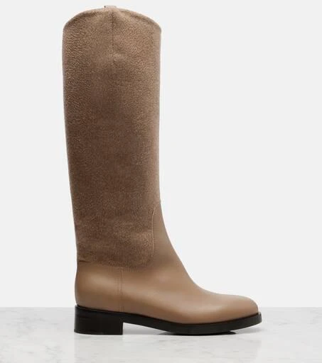 Max Mara Cashmere and leather knee-high boots 4