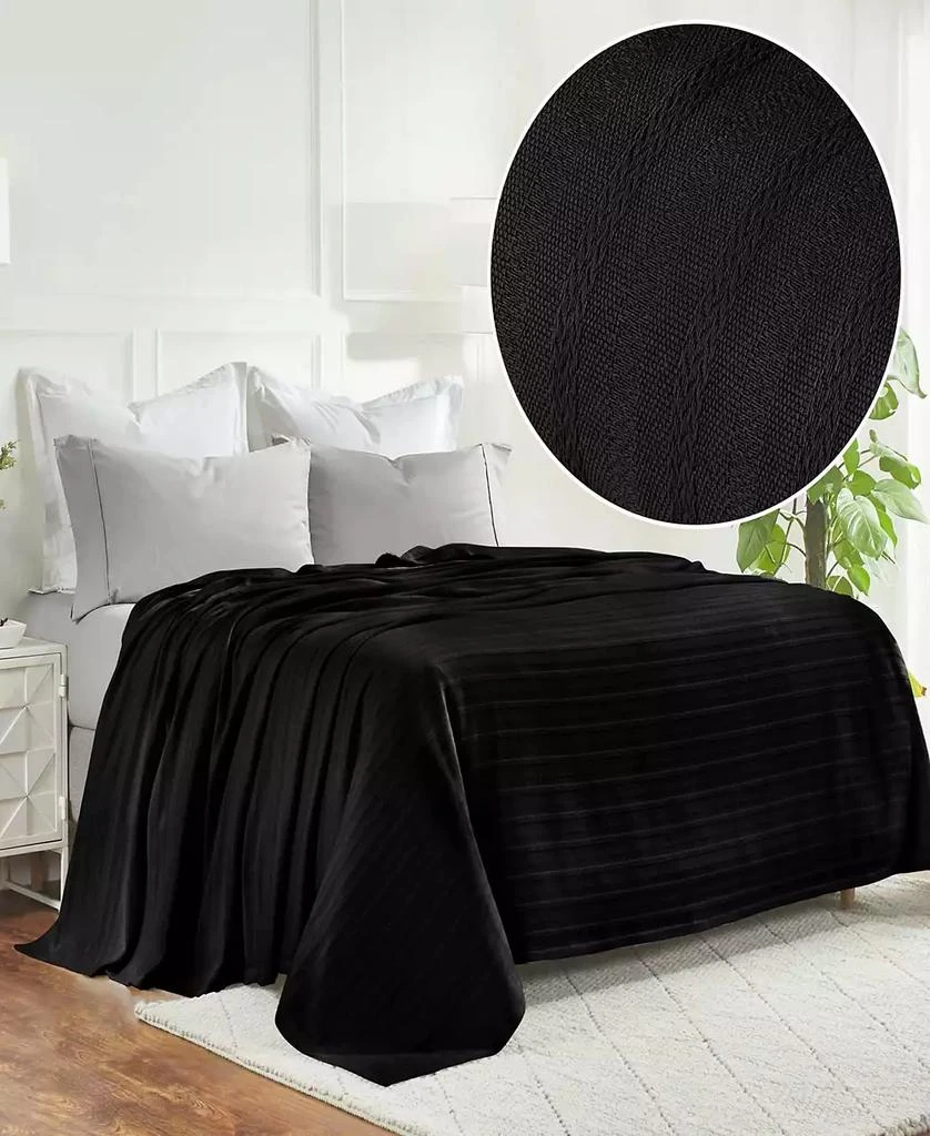 Superior Clara Cotton Textured Striped Lightweight Woven Blanket 2