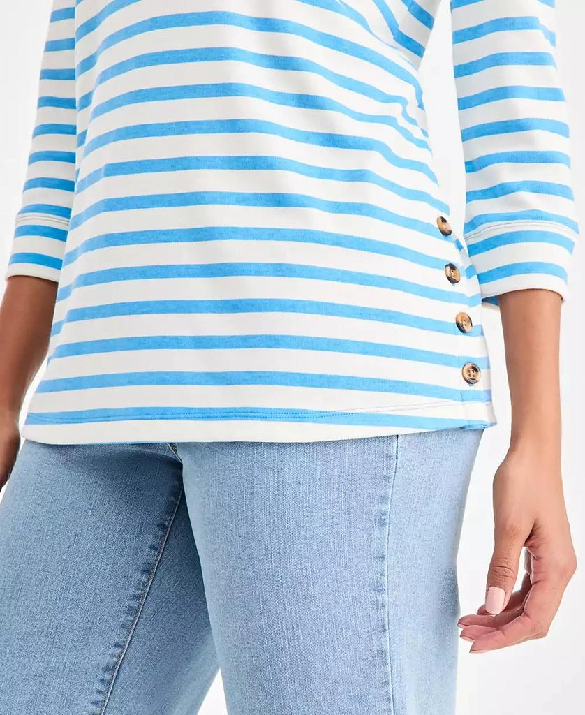 Style & Co Petite Crewneck Button Tunic Stacked Stripe Top 3