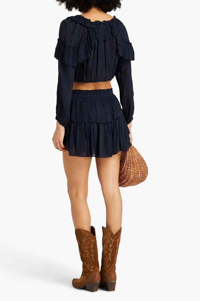 LOVESHACKFANCY Cropped ruffled leopard-jacquard top 3