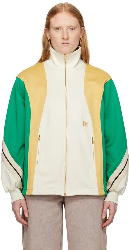 Palm Angels Off-White & Green Monogram Track Jacket 1