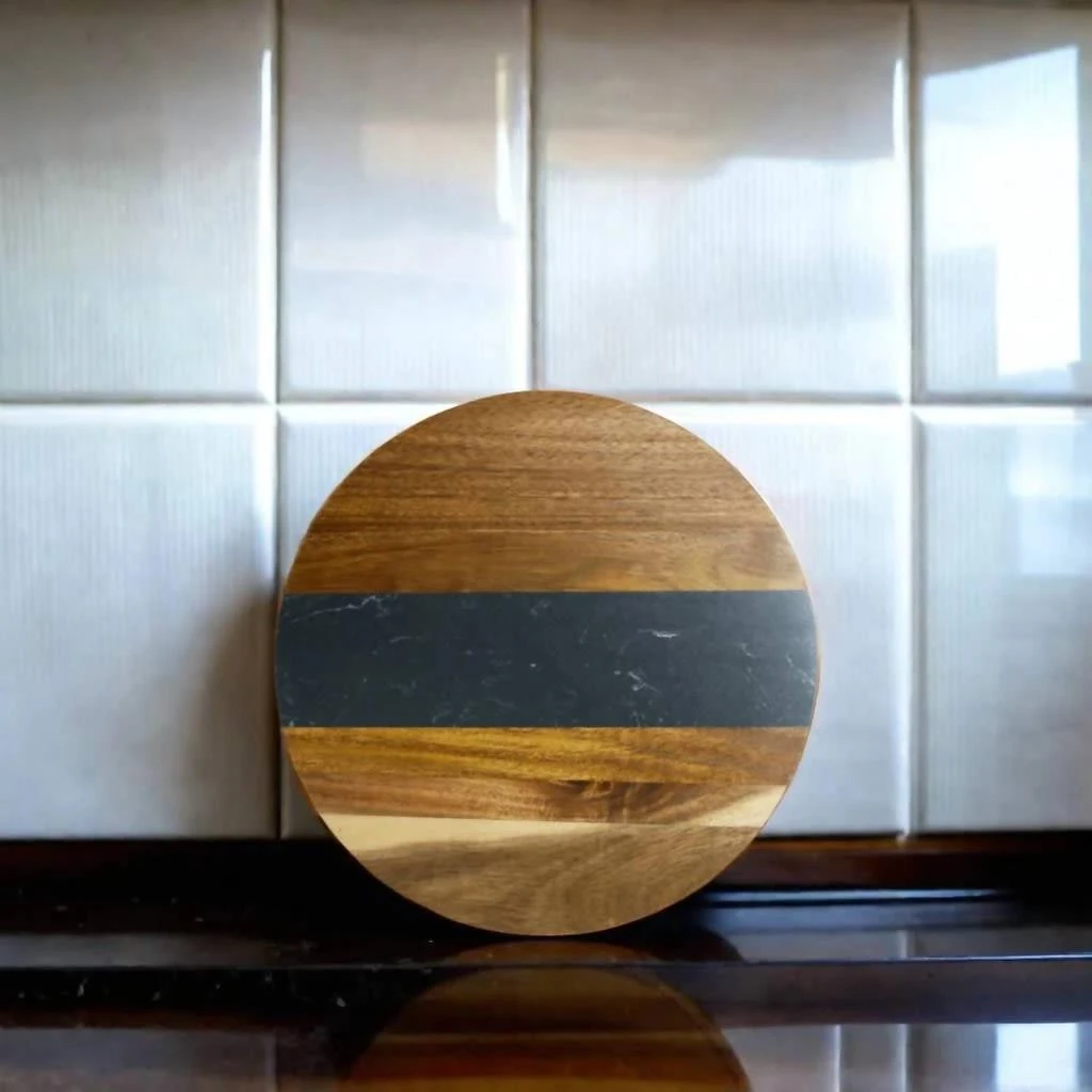 Creative Gifts International Creative Gifts International - Marble Stripe and Acacia Wood Round Board 4