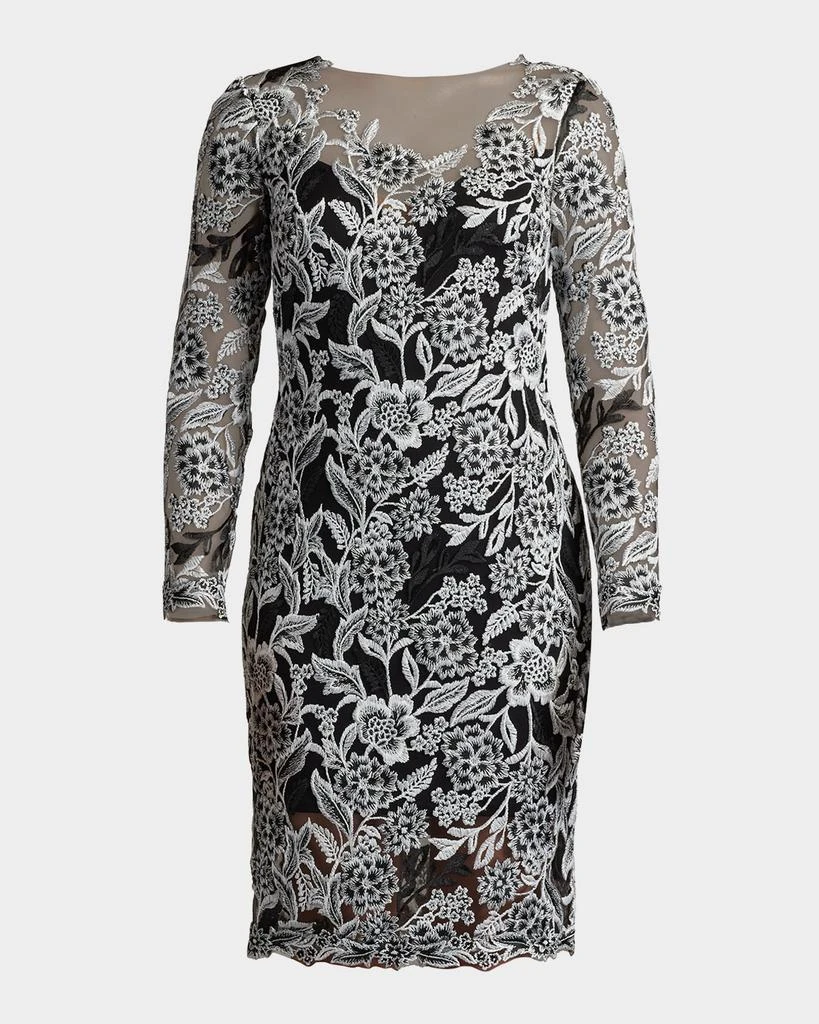 green emerald velvet dress floral embroidered gown with illusion neckline – STARRY – missodd.com main image 1