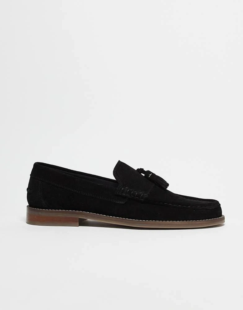 ASOS ASOS DESIGN tassel loafers in black suede with natural sole 1