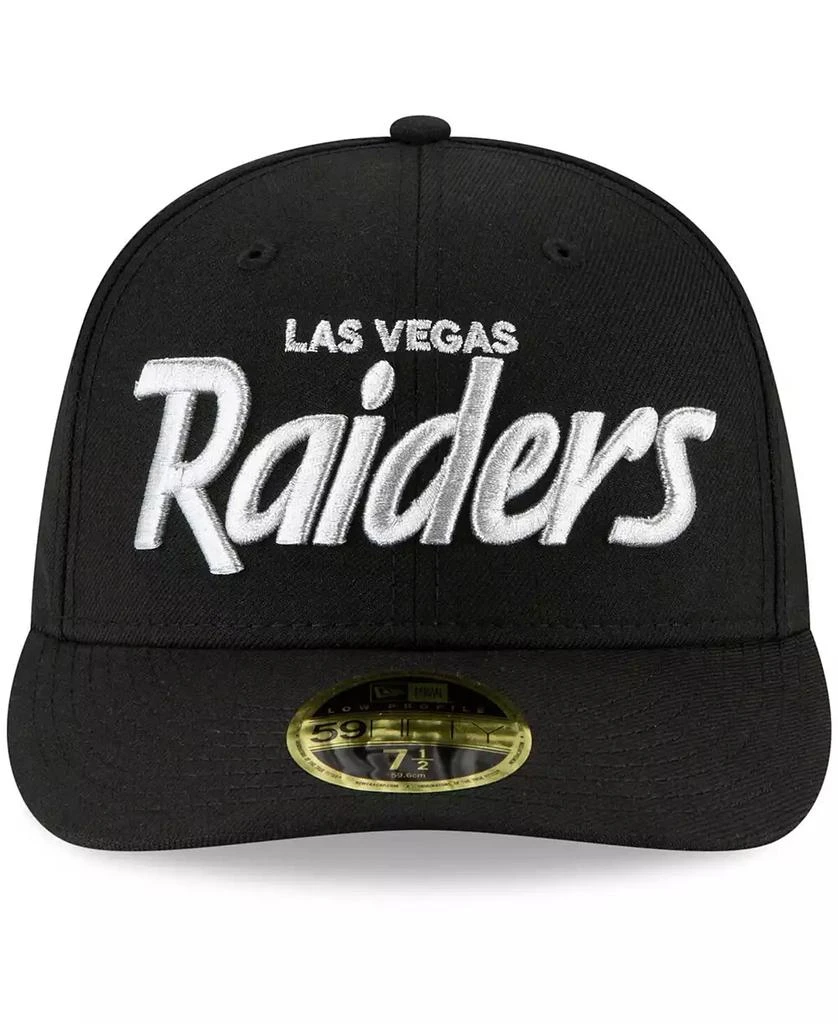 New Era Men's Black Las Vegas Raiders Omaha Script Low Profile 59Fifty Fitted Hat 2