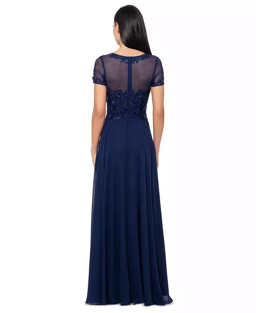 XSCAPE Petite Embellished Illusion-Bodice Gown 4