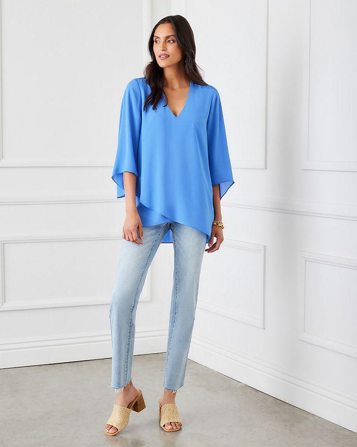 Karen Kane Petite Bracelet Sleeve Asymmetrical Top