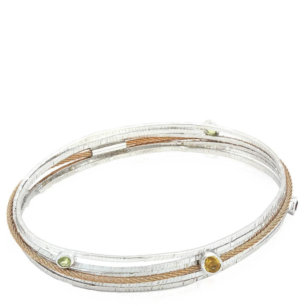 Charriol Tango Garnet Peridot Sapphire Steel Pink PVD Cable Bangle 2