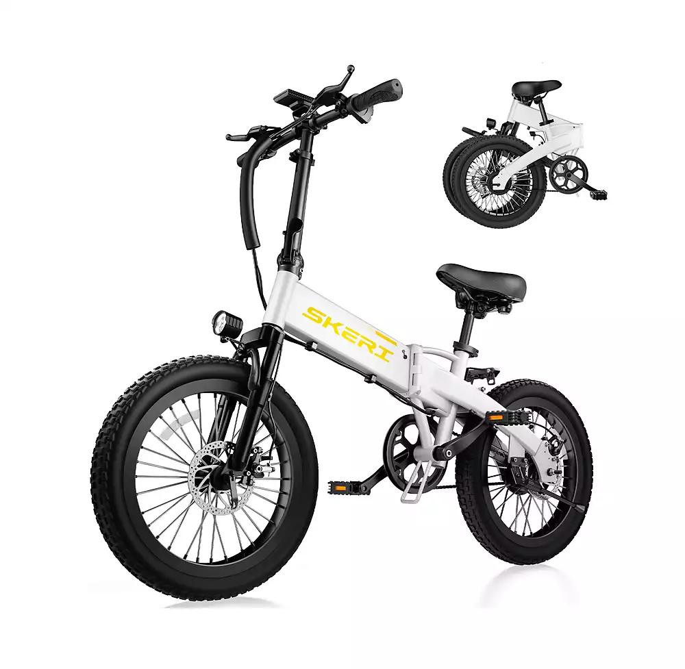 Mikolo Folding Electric Bike for Adults, 55 Miles & 25MPH, 500W Peak Motor, 48V 10Ah Removable Battery, Fat Tire EBike with Smart LCD Display