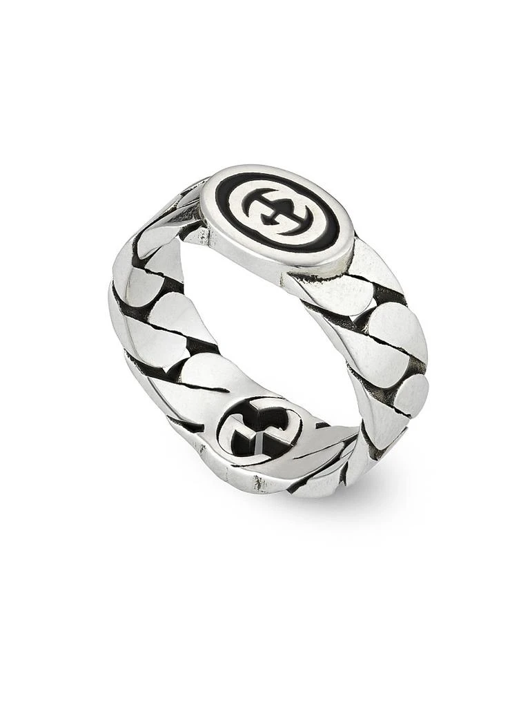 Gucci Unisex Interlocking G Ring Gourmette Sterling Silver & Enamel Ring 1