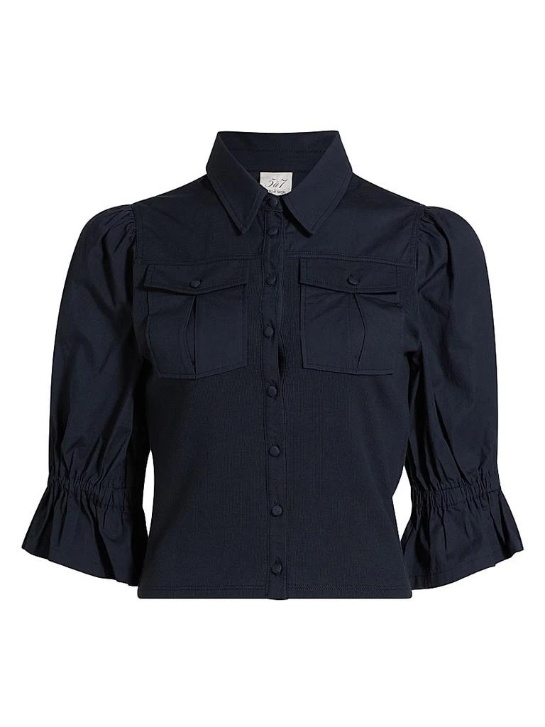 Cinq à Sept Lyric Pufff-Sleeve Denim Top