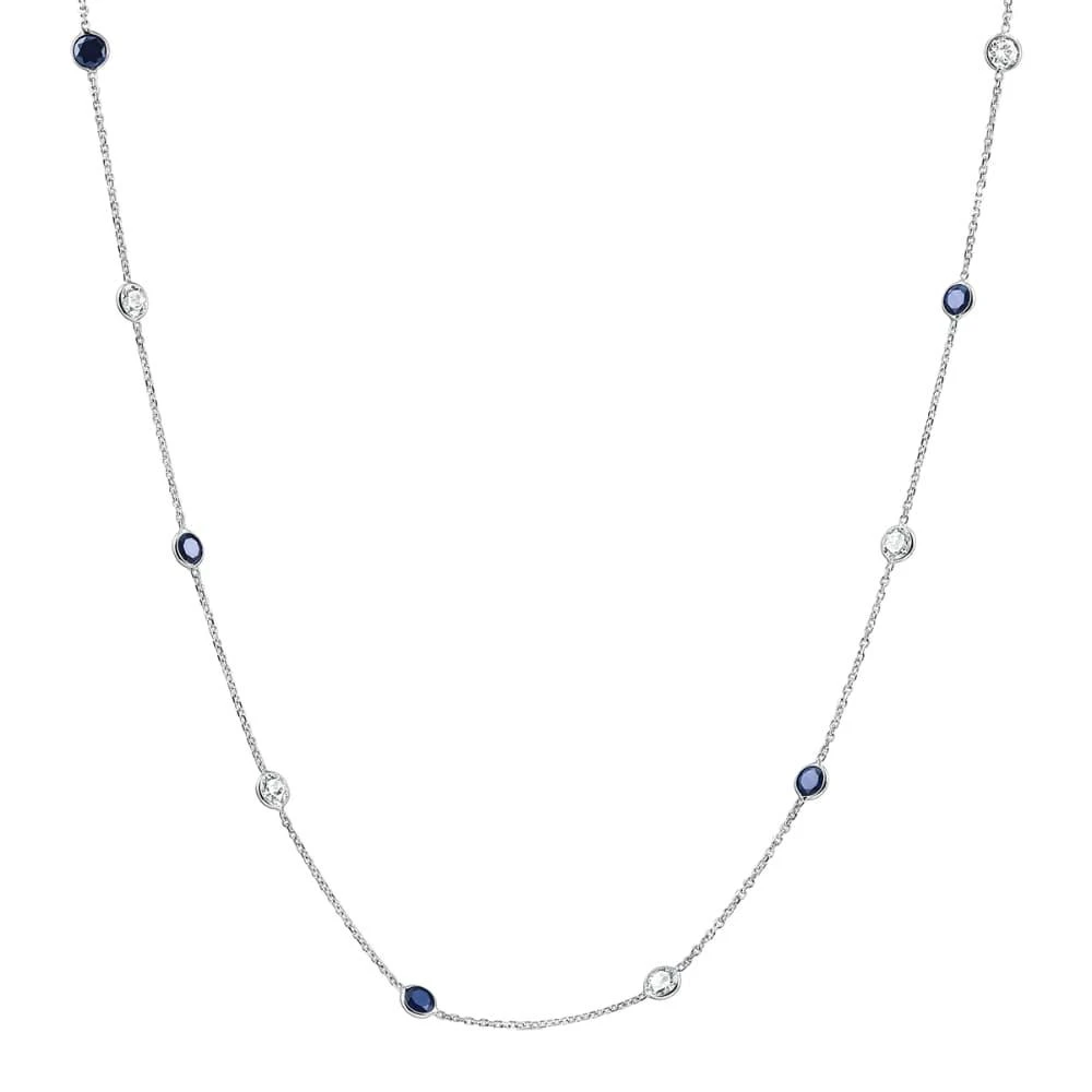 Pompeii3 3 1/2Ct Blue Sapphire
Diamond By The Yard White Gold 18" Necklace Lab Grown Size: Medium