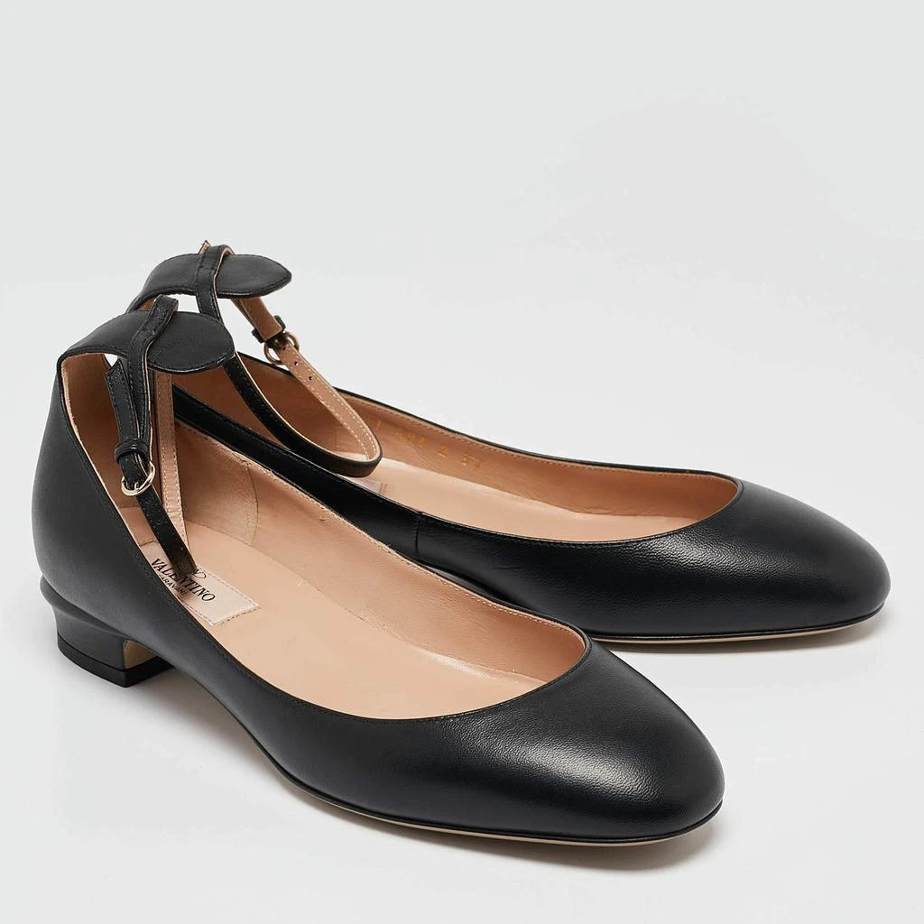 Valentino Valentino Black Leather Tango Ankle Strap Flats Size 37 4