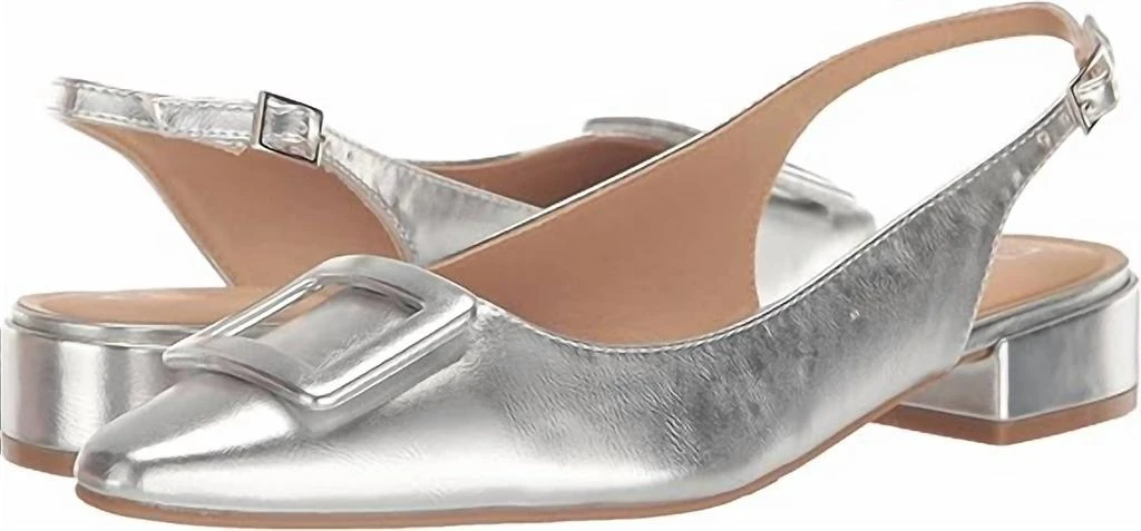 Chinese Laundry Women Sweetie Pointed Toe Slingback Flats In Silver 4
