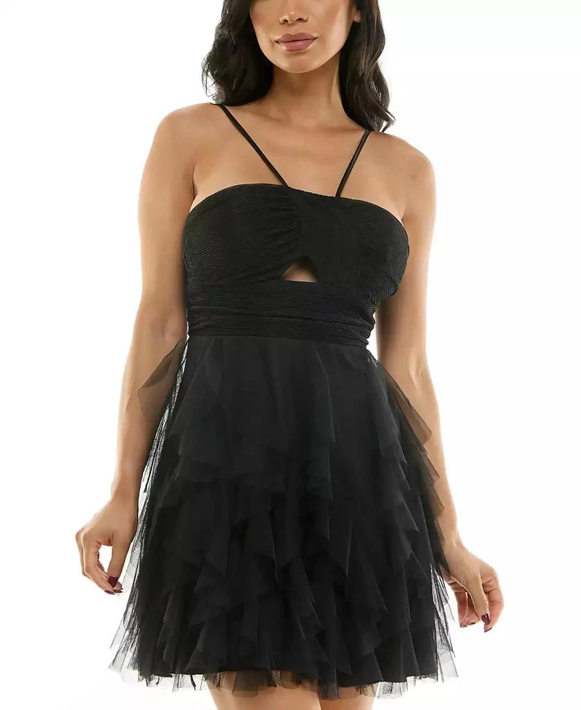 pear culture Juniors' Lace-Up-Back Petal-Skirt Dress 1