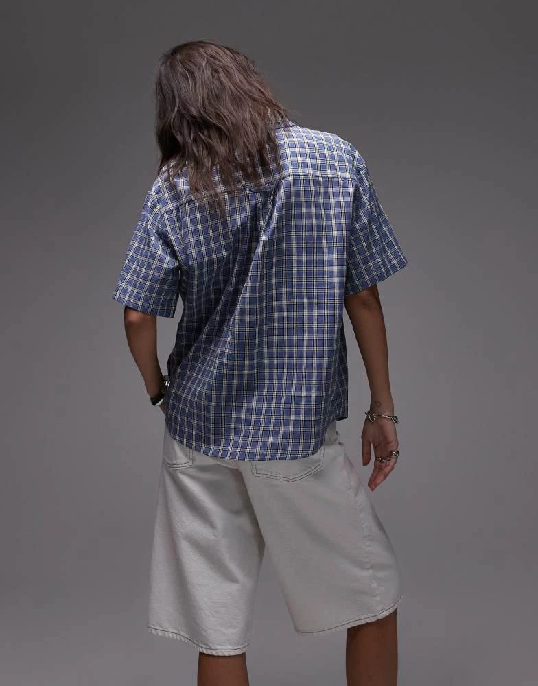 House Of Sunny House of Sunny grandad check button through shirt in multi 3