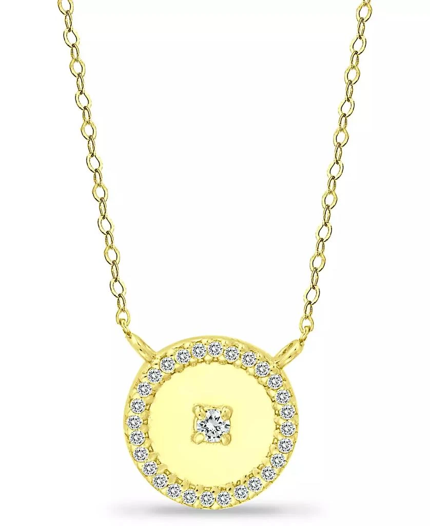 Giani Bernini Cubic Zirconia Polished Halo Pendant Necklace in 18k Gold-Plated Sterling Silver, 16" + 2" extender, Created for Macy's 1