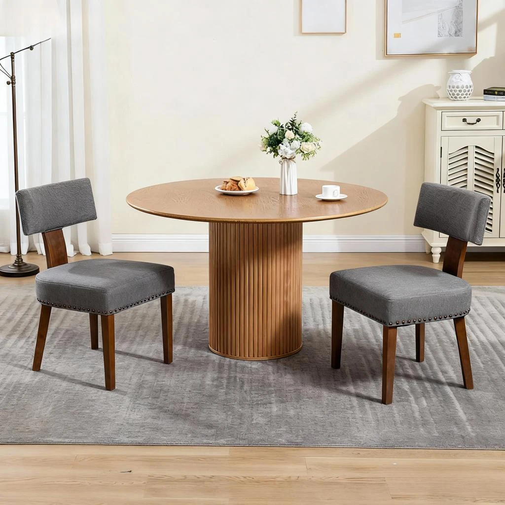 Streamdale Furniture Streamdale Upholstered Wooden Farmhouse Dining Chairs (Set of 2), Gray 2