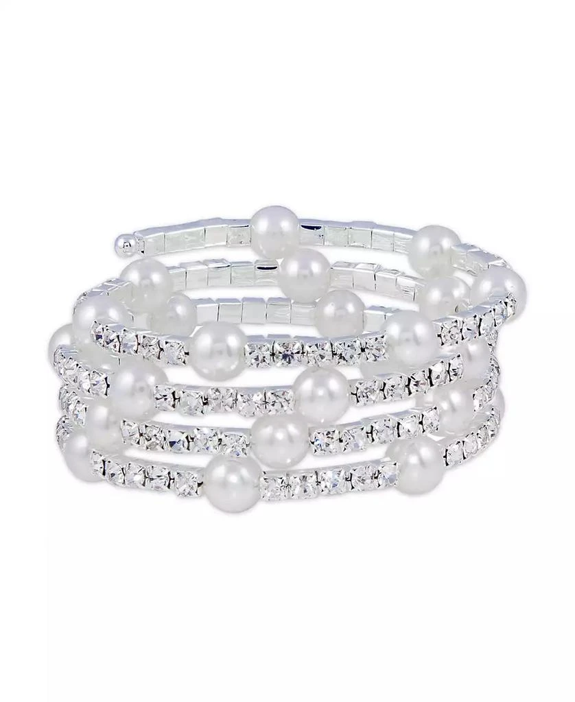 Macy
s Station Imitation Pearl with Crystals Coil Wrap Bracelet