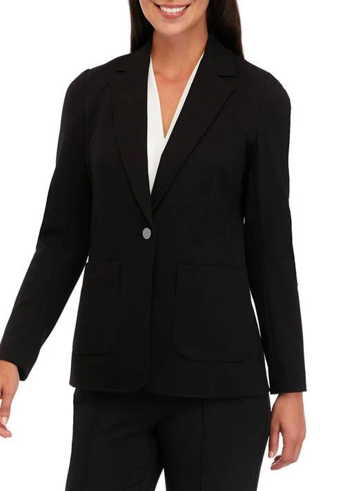THE LIMITED Limited Womens Compression One Button Patch Pocket Jacket 1