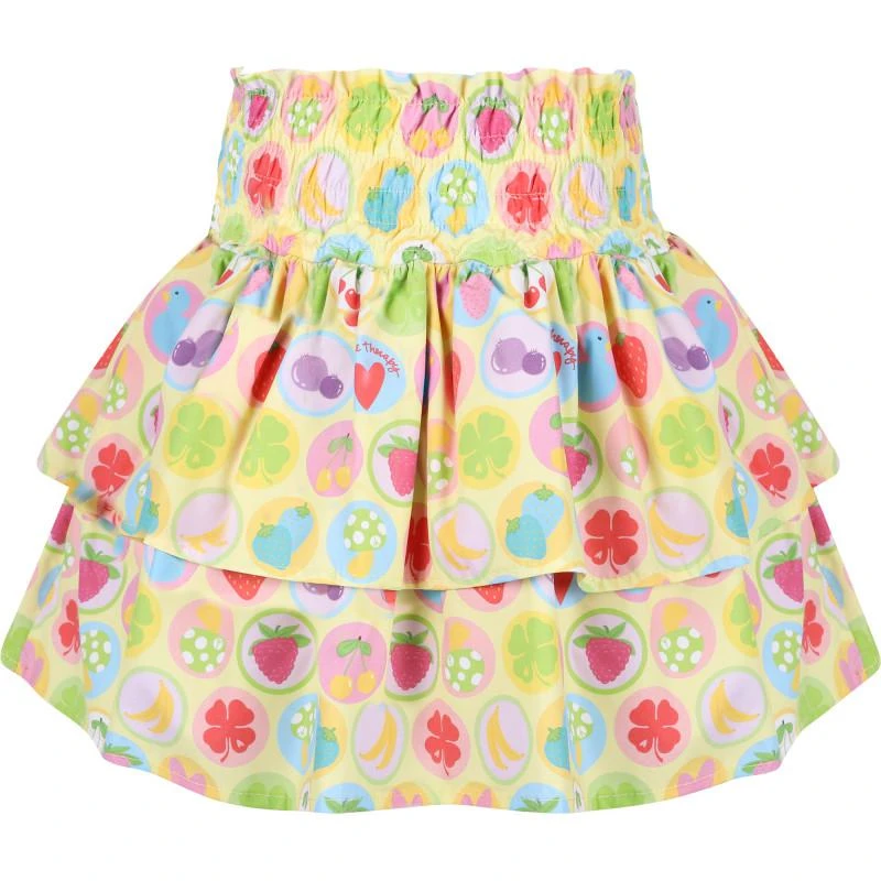 Love Therapy Fruit print all over cotton skirt in yellow 2