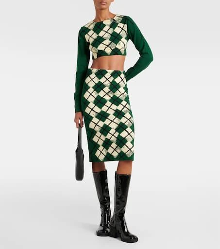 Burberry Argyle cropped cotton sweater 2