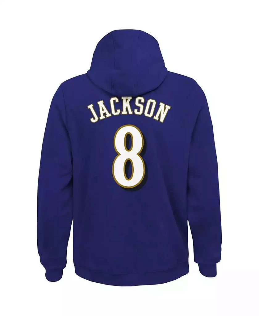 Outerstuff Big Boys Lamar Jackson Purple Baltimore Ravens Mainliner Player Name and Number Pullover Hoodie 3