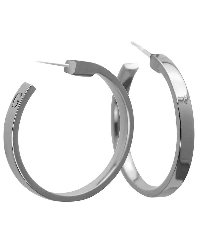 GUESS Silver-Tone 1 1/2" Large Hoop Earrings 1