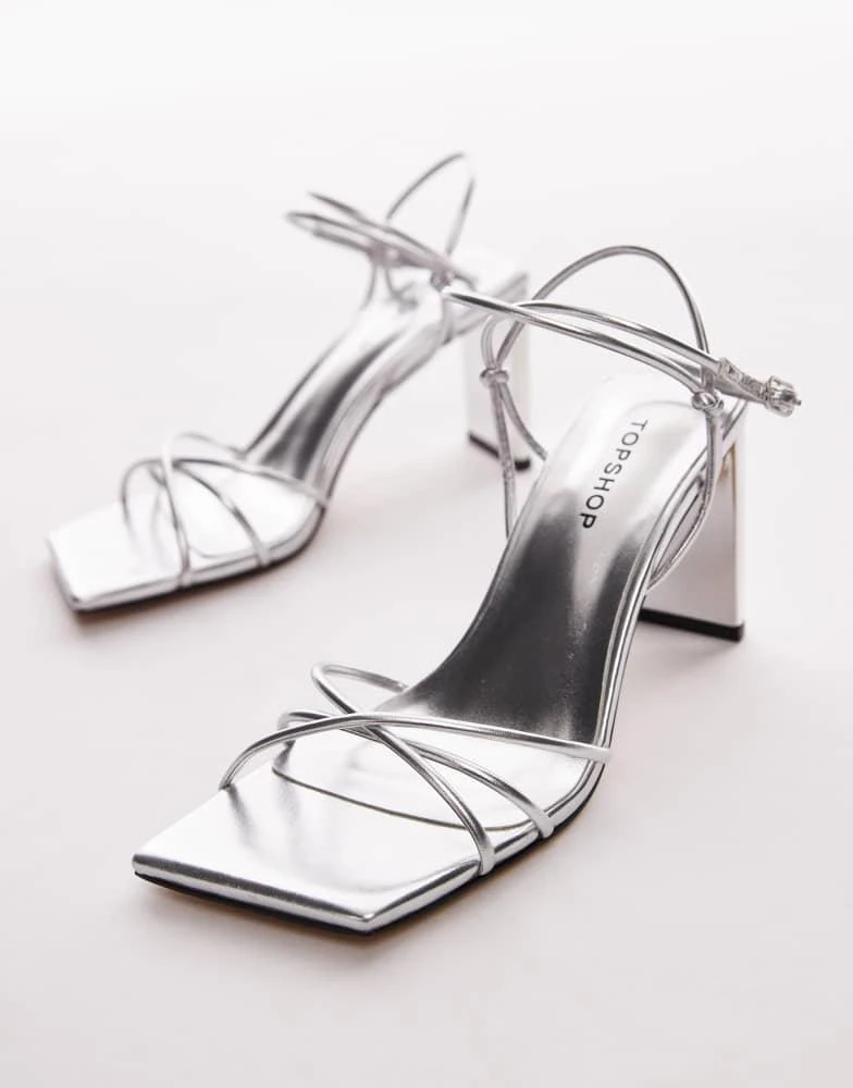 Topshop Topshop Georgina strappy heels in silver 3