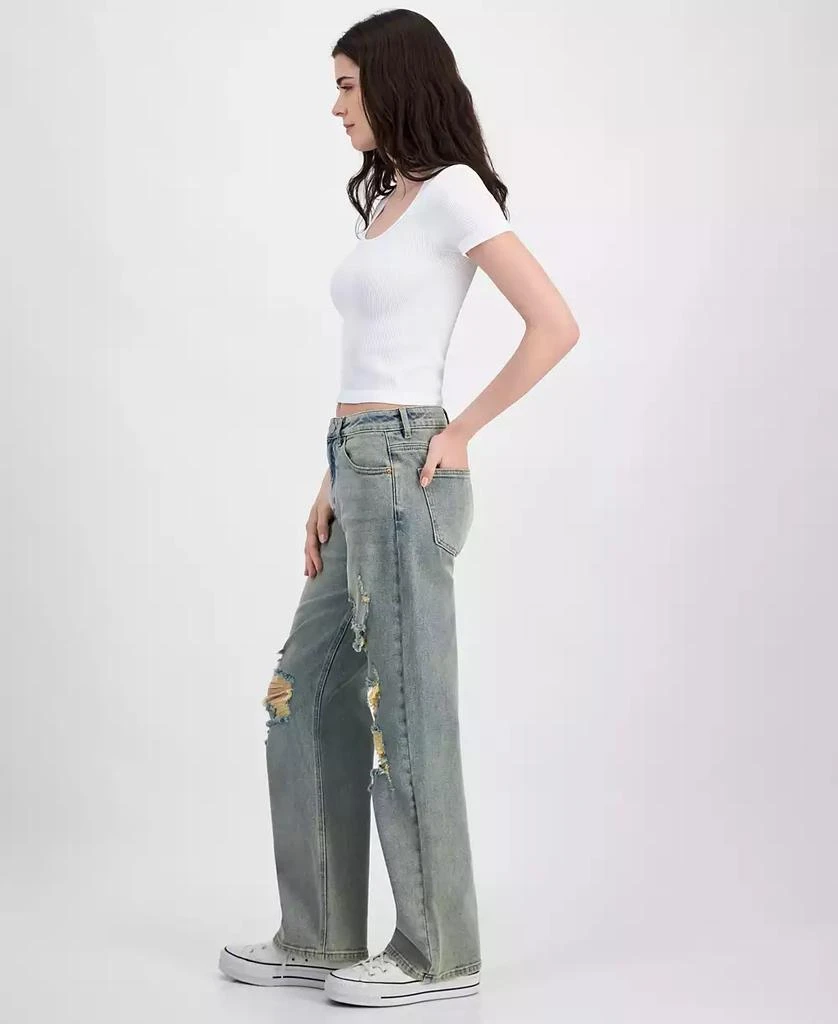 Almost Famous Juniors' Super High Rise Distressed 90s Wide Leg Jeans 2