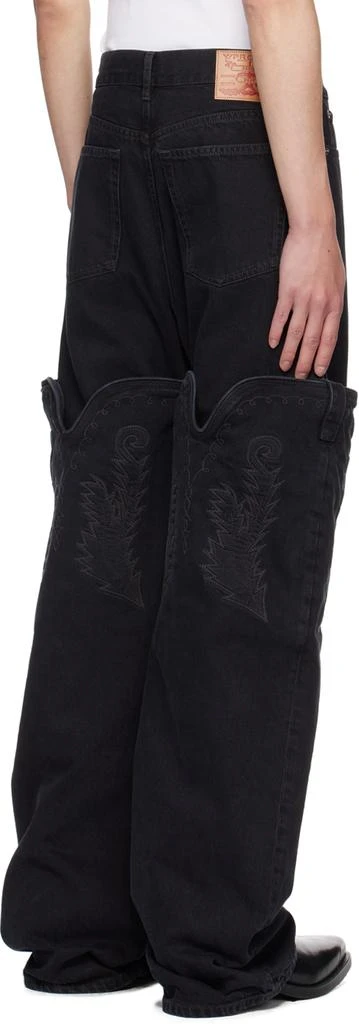 Y/Project Black Classic Maxi Cowboy Cuff Jeans 3