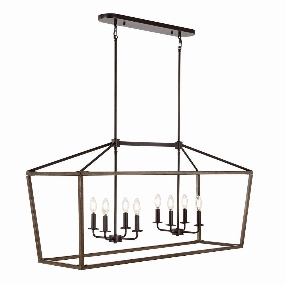 JONATHAN Y Oriana 46" 8-Light Iron Farmhouse Industrial Lantern LED Pendant 2