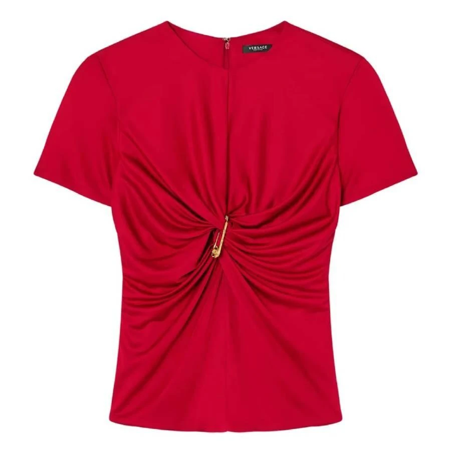 Versace Safety Pin Gathered Viscose Top