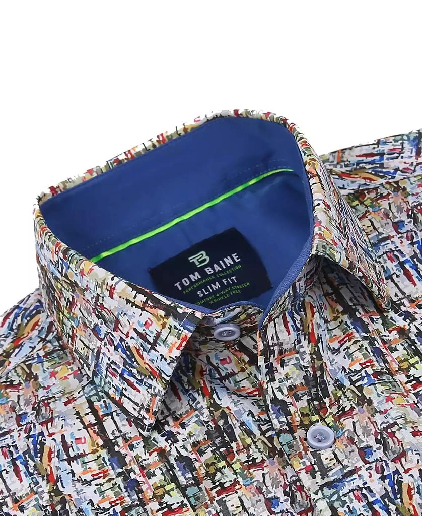 Tom Baine Men's Slim Fit Performance Long Sleeve Printed Dress Shirt 3