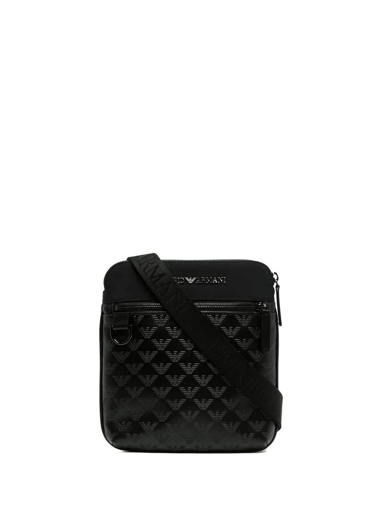 Emporio Armani monogram messenger bag - men -  -  - Black 1
