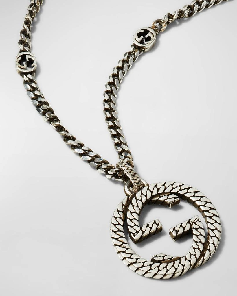 Gucci Men's Interlocking G Sterling Silver Pendant Chain Necklace 3