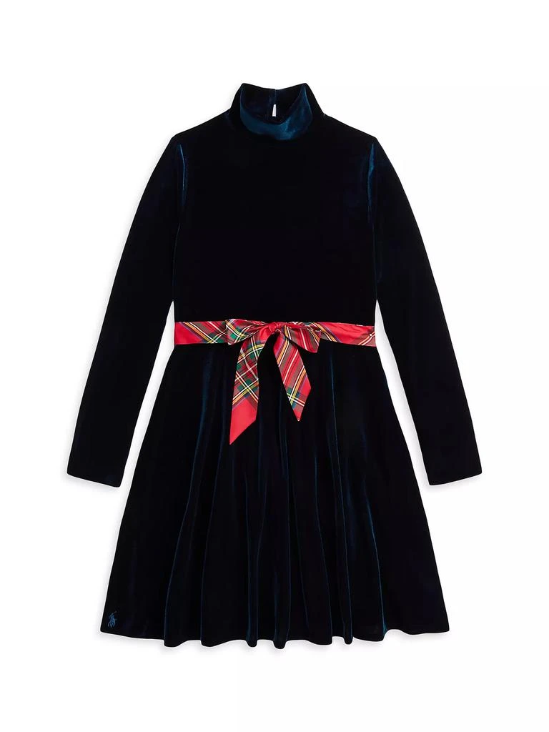 Ralph Lauren Little Gir's &amp; Girl's Velour Long-Sleeve Turtleneck Dress 1