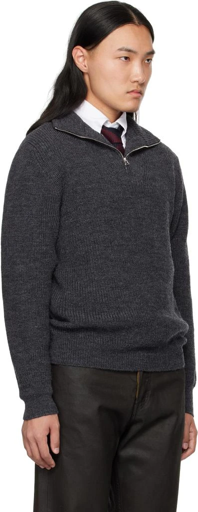Drake's Gray Wool Quarter Zip Sweater 2