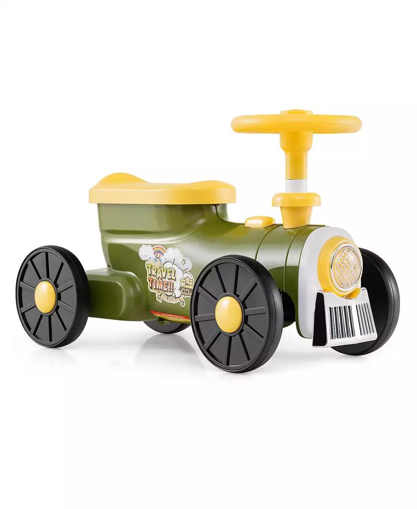HONGGE Ride-On Train Toy for Toddlers with Steering Wheel and Whistle Sound - Green