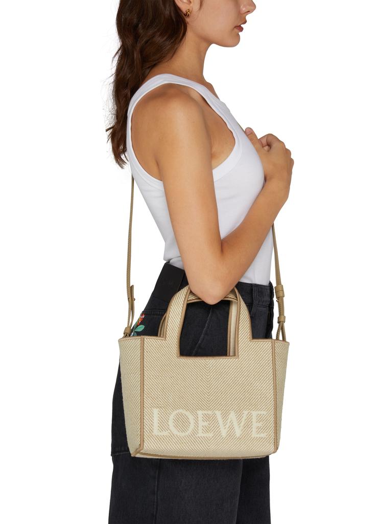 Loewe Small LOEWE Font Tote in jacquard canvas - Tote Bags - Free
